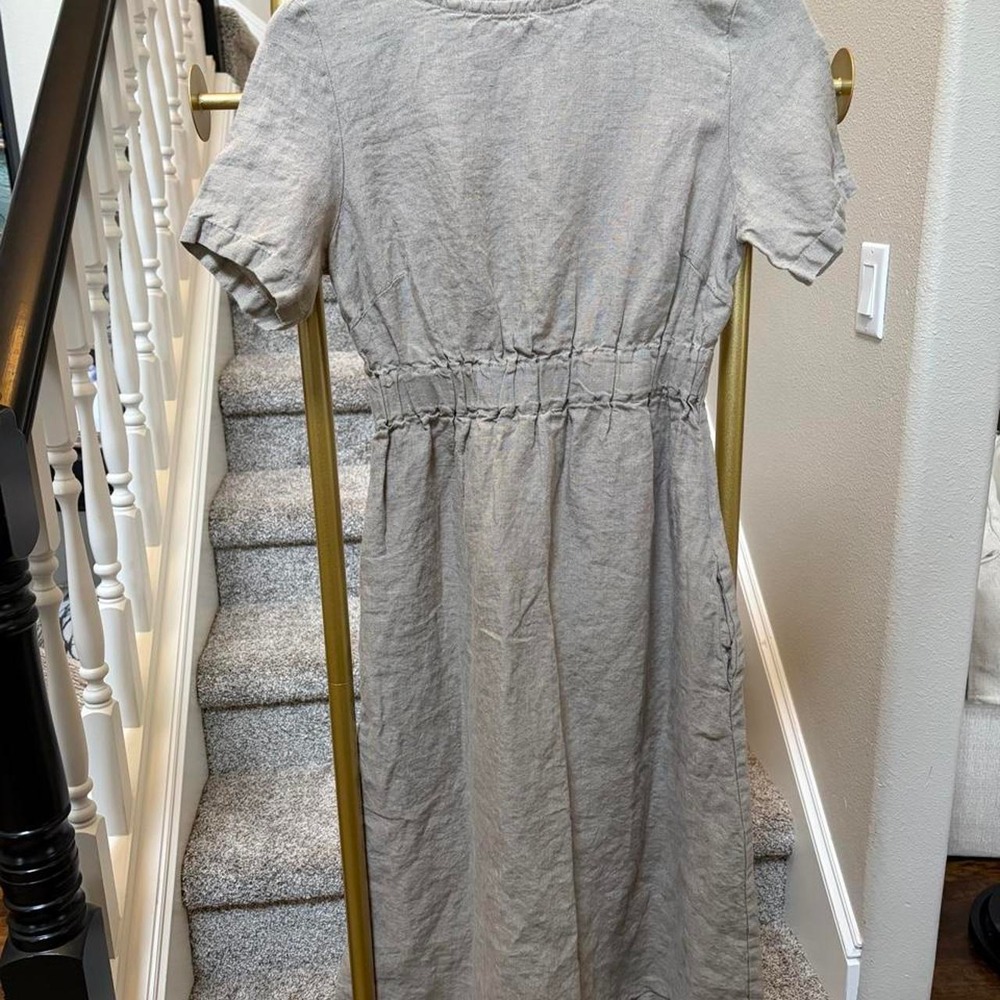 Old linen mill European linen minimalist dress coquette Prairie cottage S